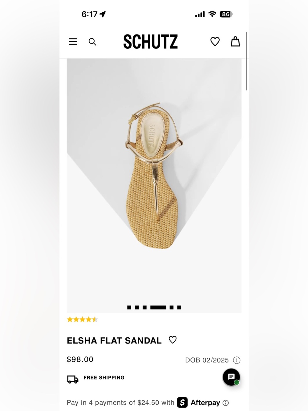 SCHUTZ 9.5 Elsha Flat Sandal in Natural Gold Braided